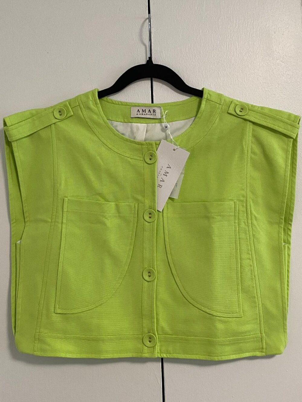 Lime Green Cropped Utility Vest / Top